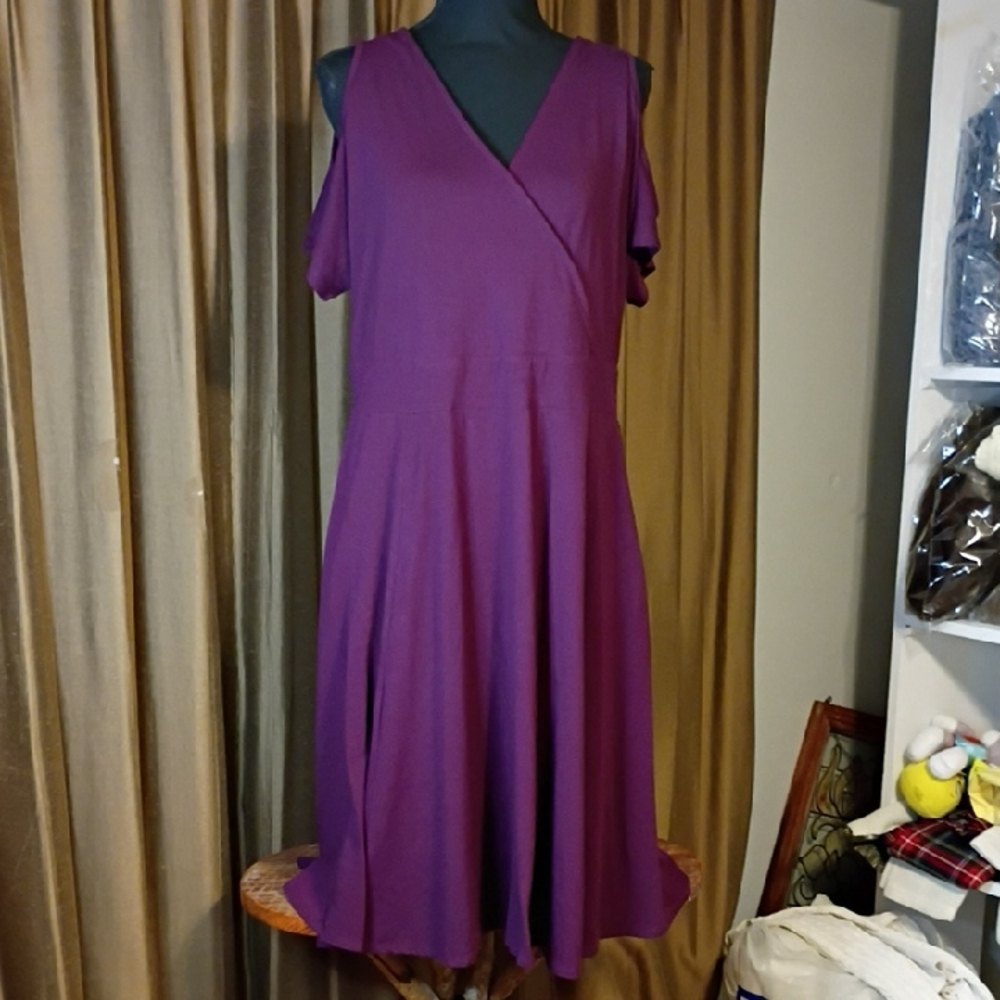 Torrid Purple Cold Shoulder Midi Dress